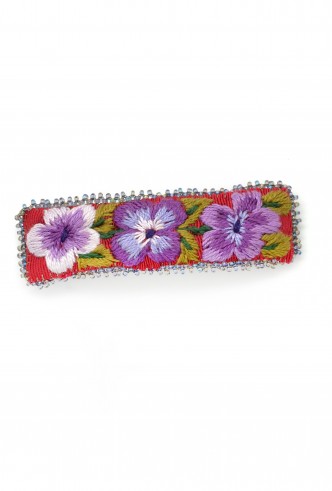 Embroidered Grosgrain Barrette